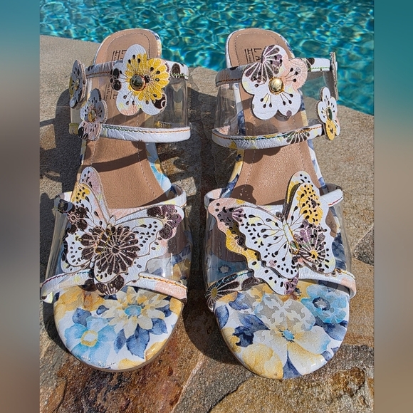 L'Artiste By Spring Step Adorned-Brile Floral Butterfly Wedges EU 38 US 8 - Picture 8 of 8